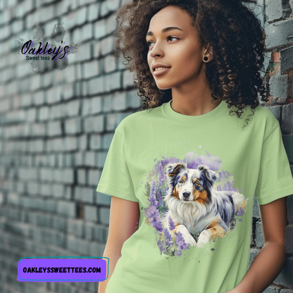 Aussie laying in lavender | Tee
