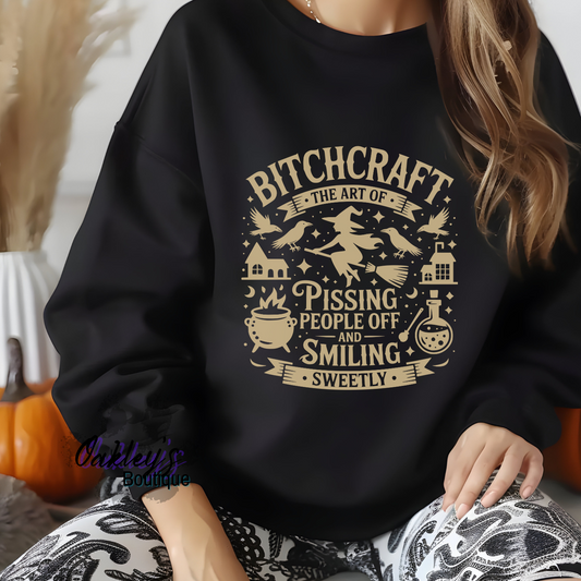 Bitchcraft (beige design) crew neck