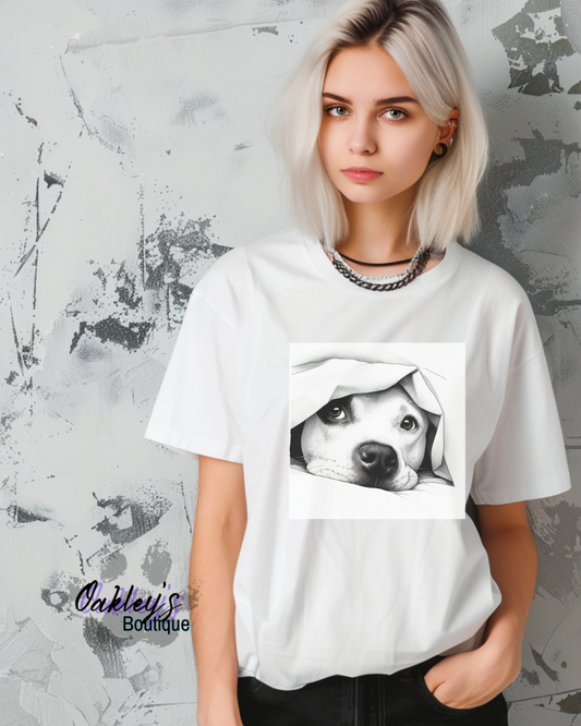 Black and white Staffy tee