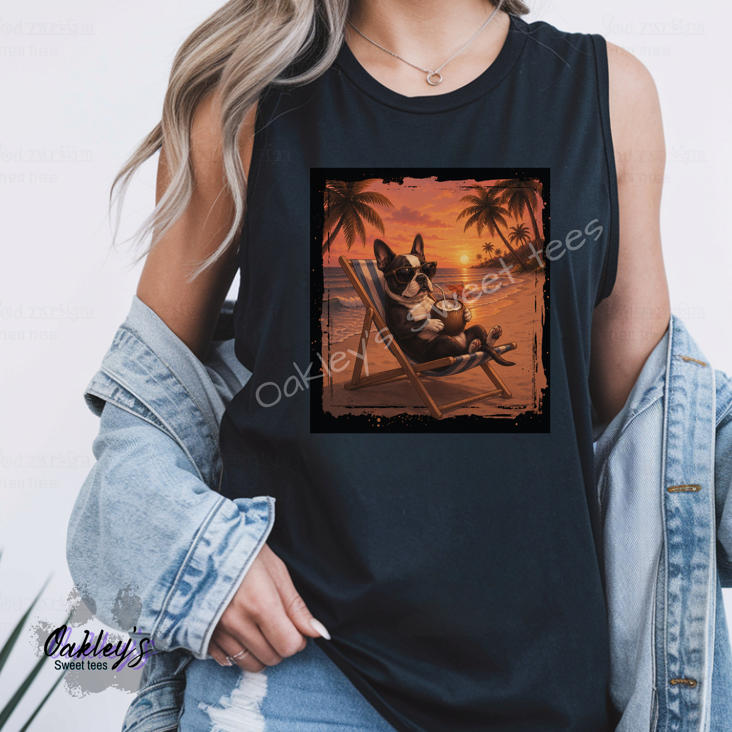 Boston Terrier - Sunset doggos  | Tank top