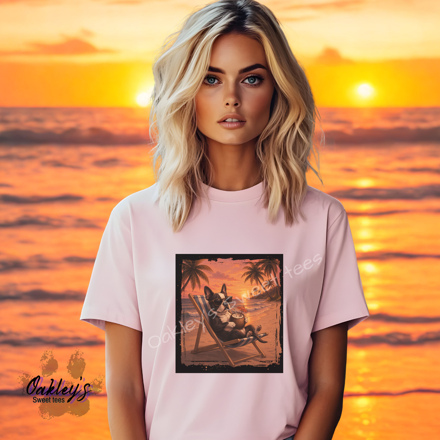 Boston Terrier - Sunset doggos  | Tee