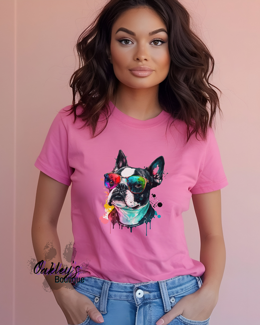 Boston with sunglasses tee