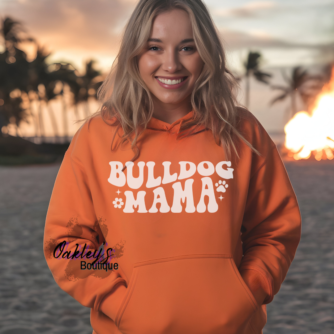 Bulldog Mama retro | hoodie (white design)
