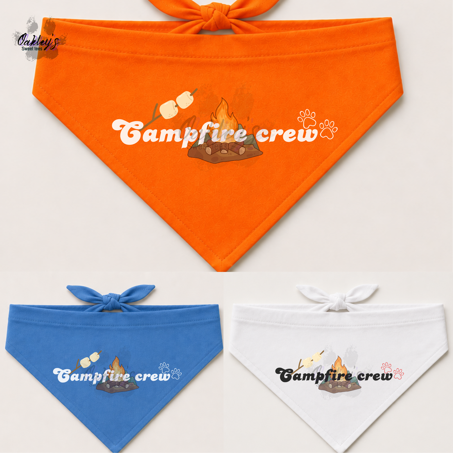 Campfire crew (marshmellow) bandana | Summer pup collection