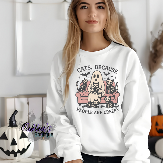 Cats, because people are creepy crew neck