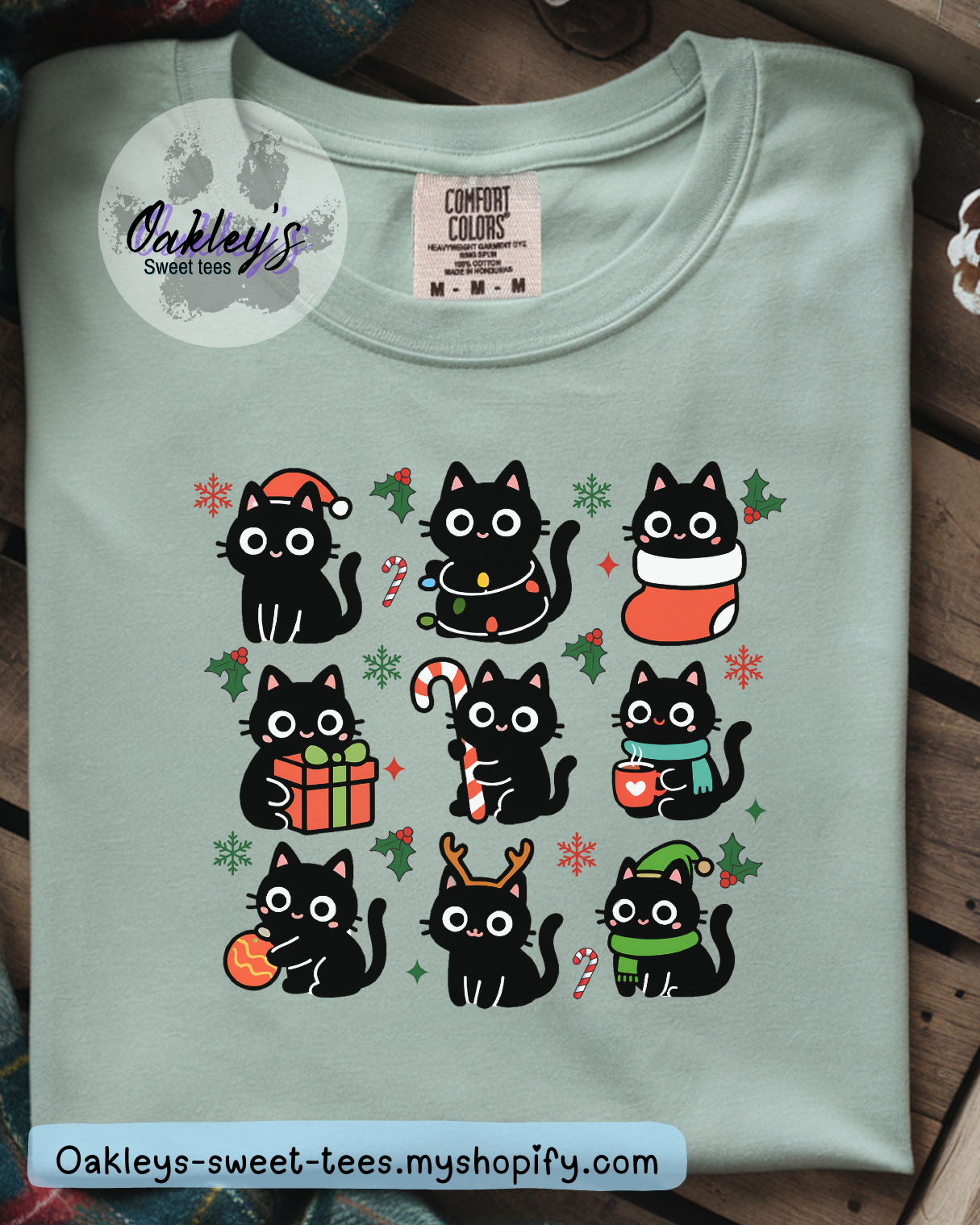 Christmas cat crew tee