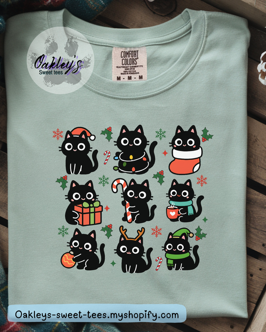 Christmas cat crew tee