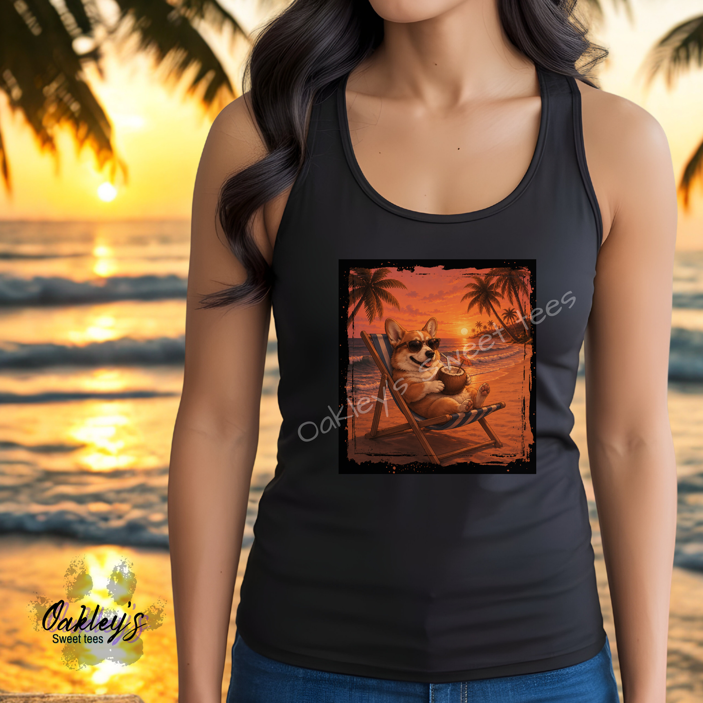 Corgi - Sunset doggos  | Tank top