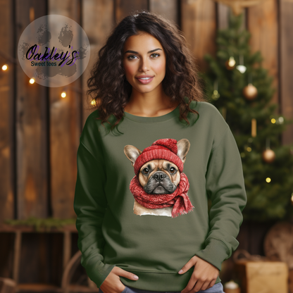 Fawn Frenchie with scarf | Crew neck