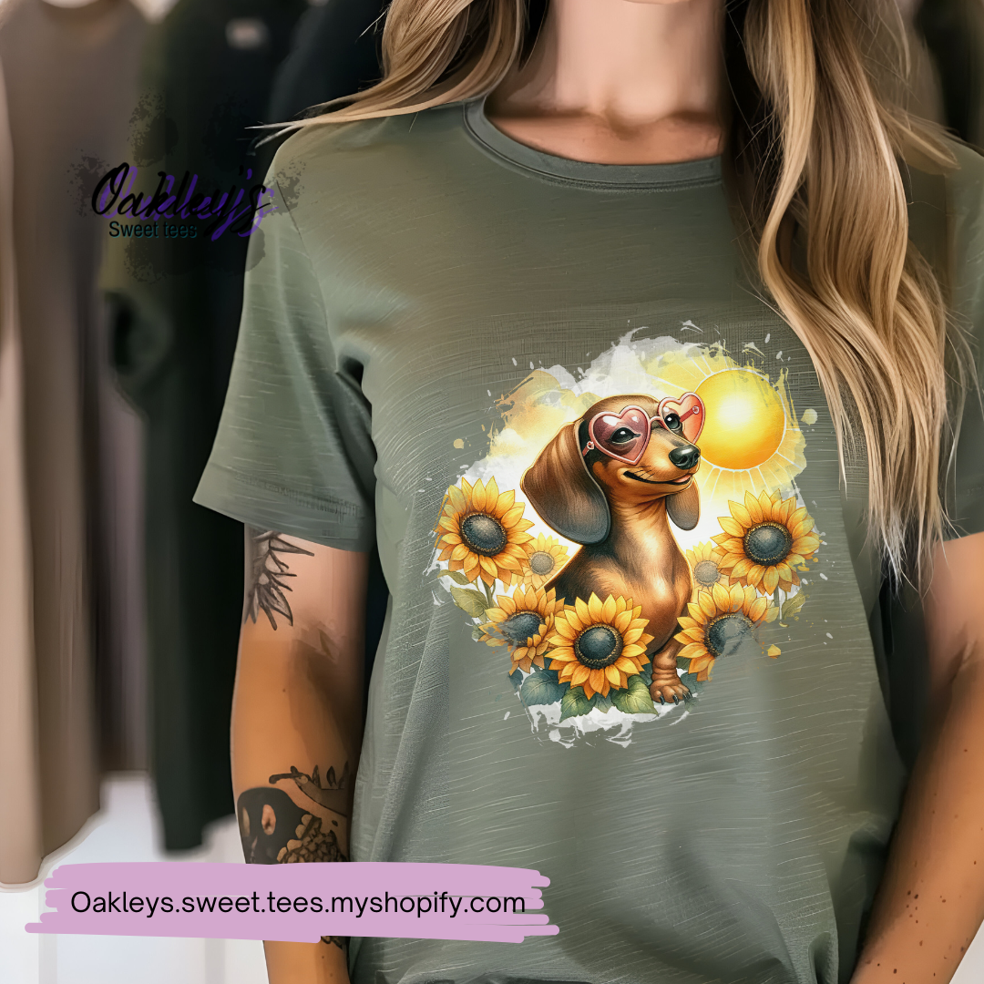 Dachshund in sunflowers | Tee