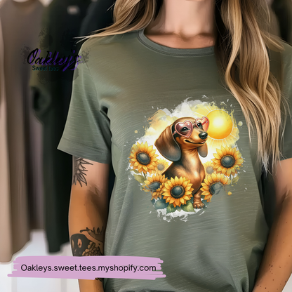 Dachshund in sunflowers | Tee