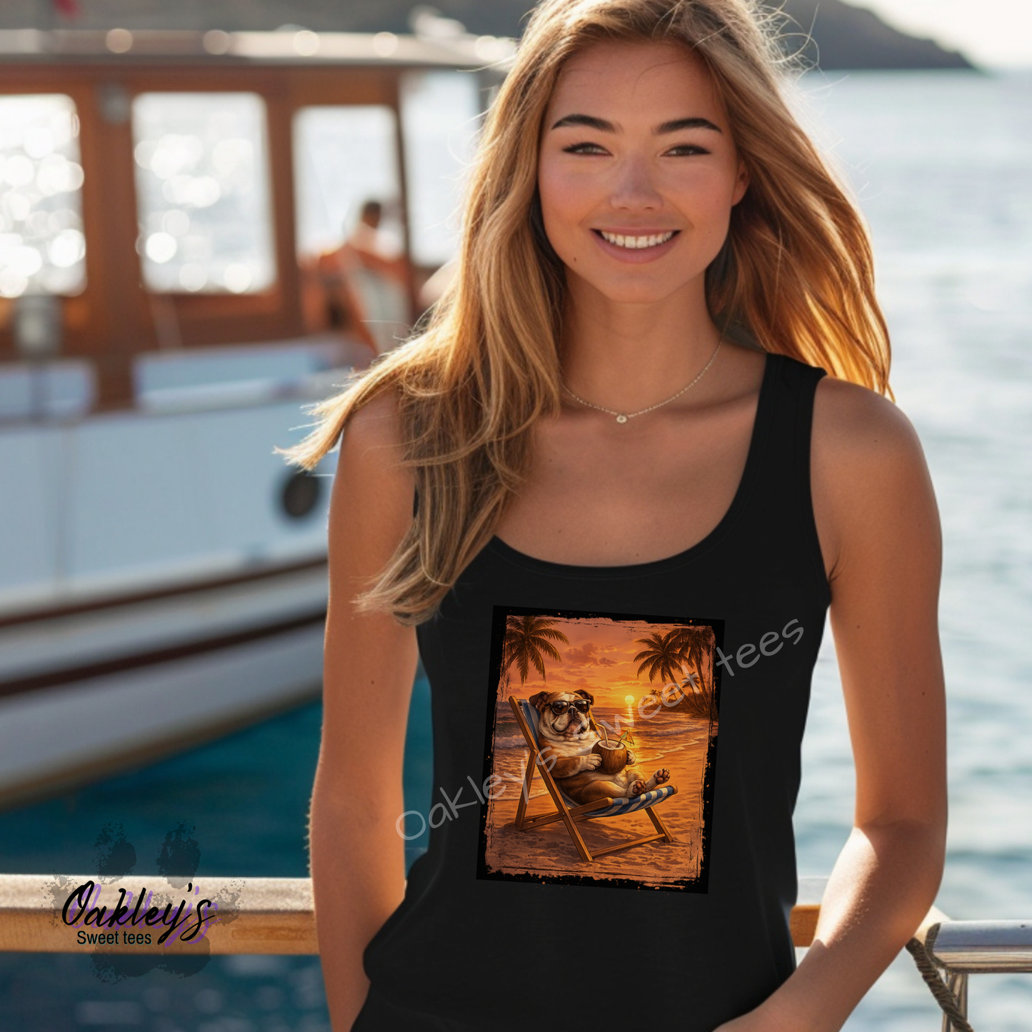English Bulldog - Sunset doggos  | Tank top