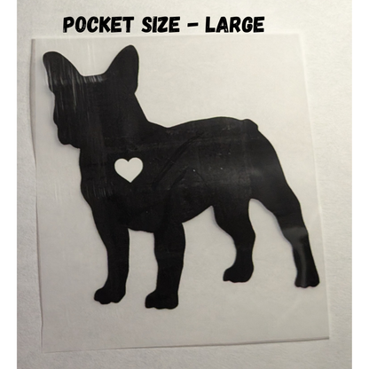 Frenchie silhouette with heart (Large) : Ready made print T-shirt