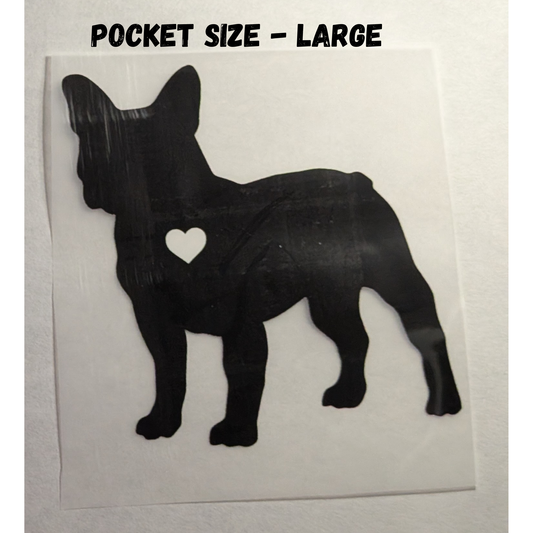 Frenchie silhouette with heart (Large) : Ready made print T-shirt
