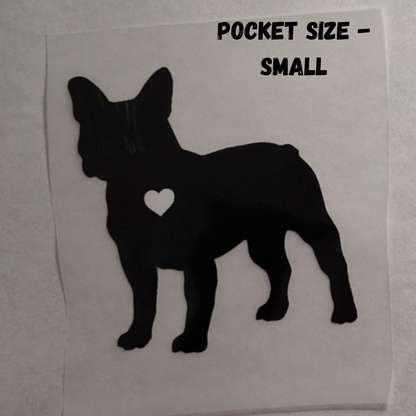 Frenchie silhouette with heart : Ready made print T-shirt