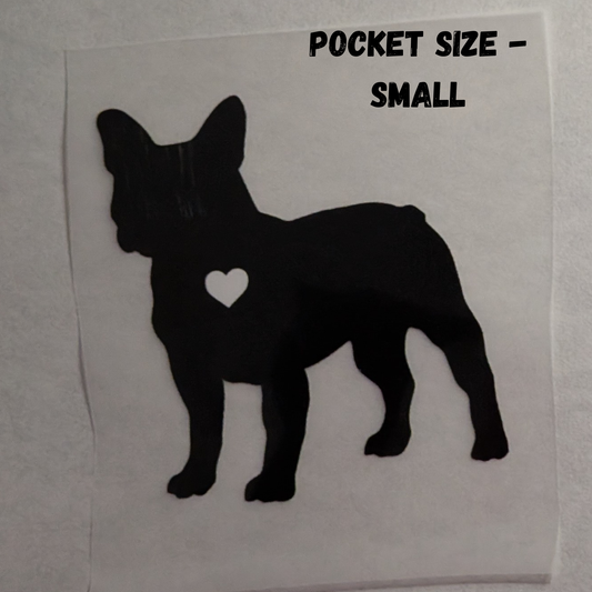Frenchie silhouette with heart : Ready made print T-shirt