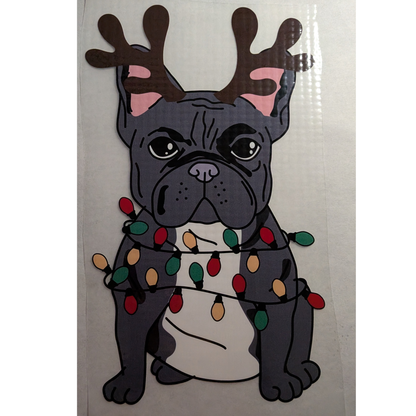 Frenchie with antlers and lights : Ready made print T-shirt