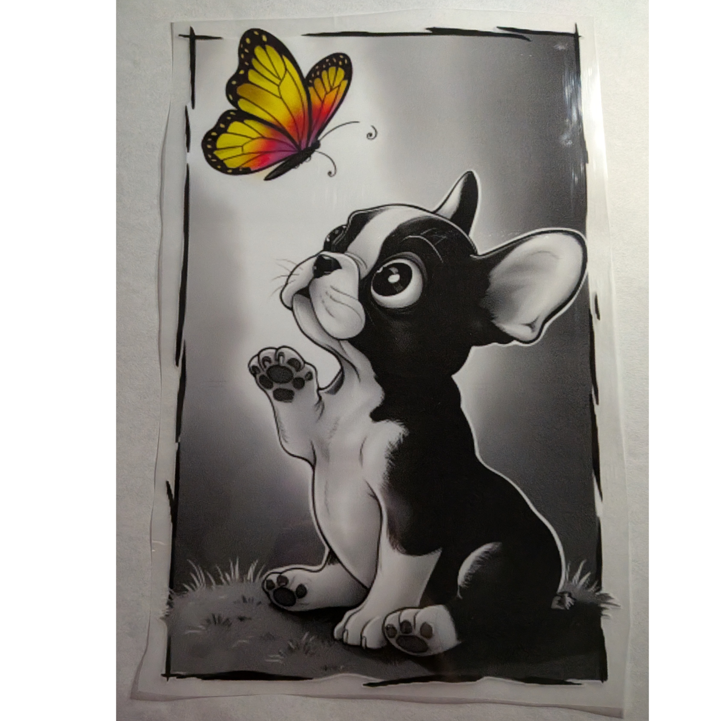 Frenchie with butterfly : Ready made print T-shirt