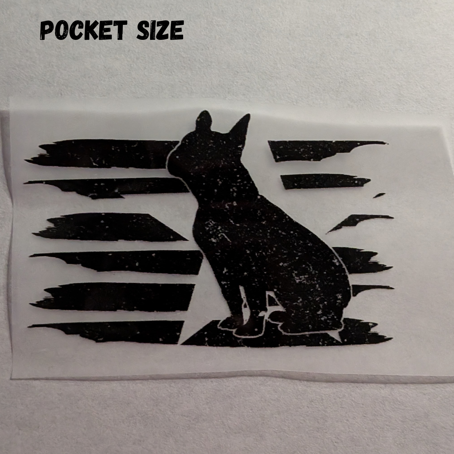 Frenchie with flag : Ready made print T-shirt Pocket size