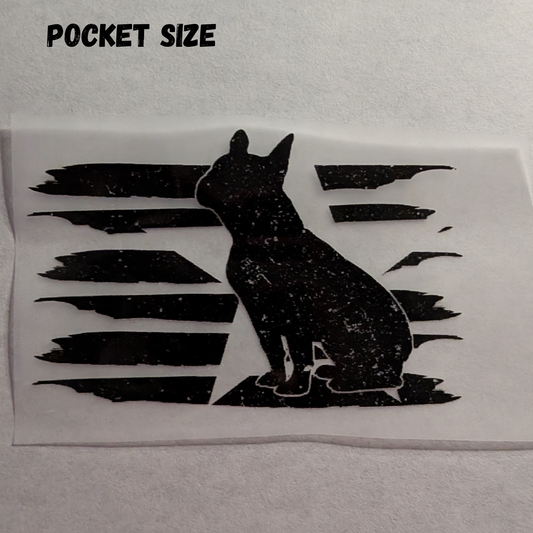 Frenchie with flag : Ready made print T-shirt Pocket size