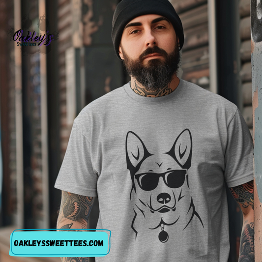 German Shepherd with sun glasses | Tee