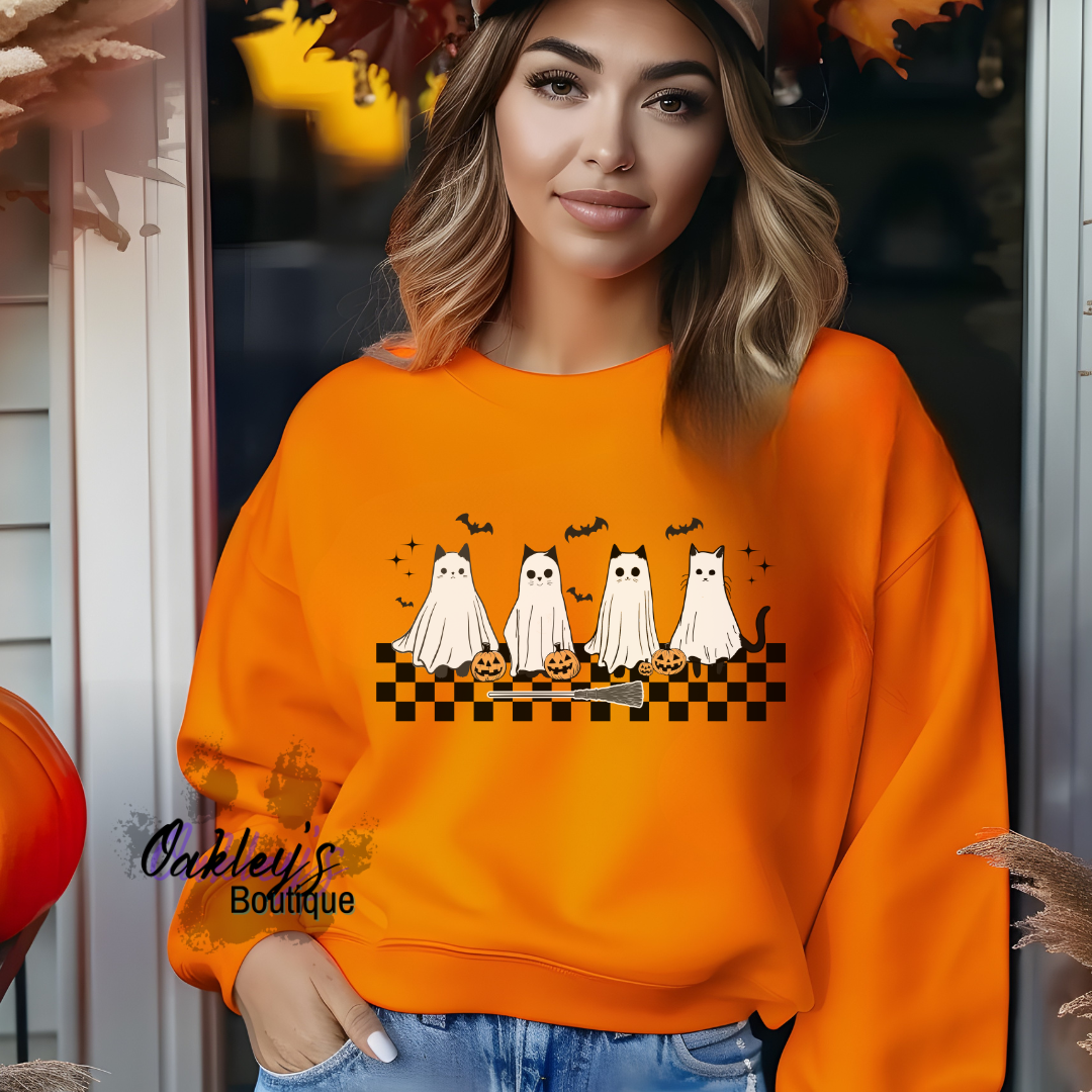 Ghost kitties crew neck