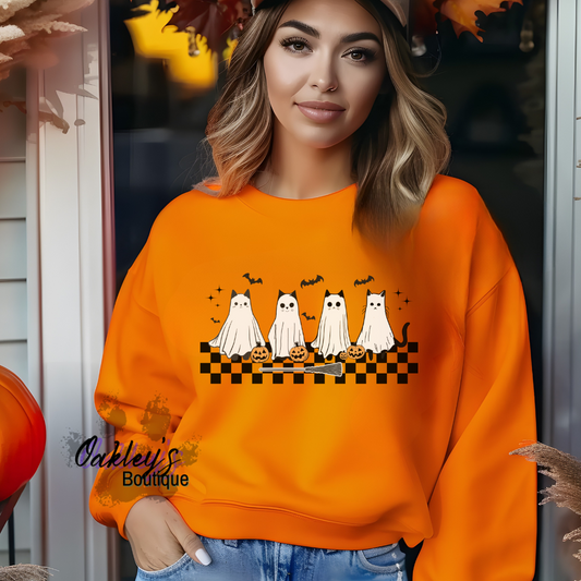 Ghost kitties crew neck