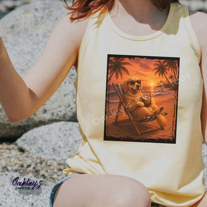Golden Retriever - Sunset doggos  | Tank top