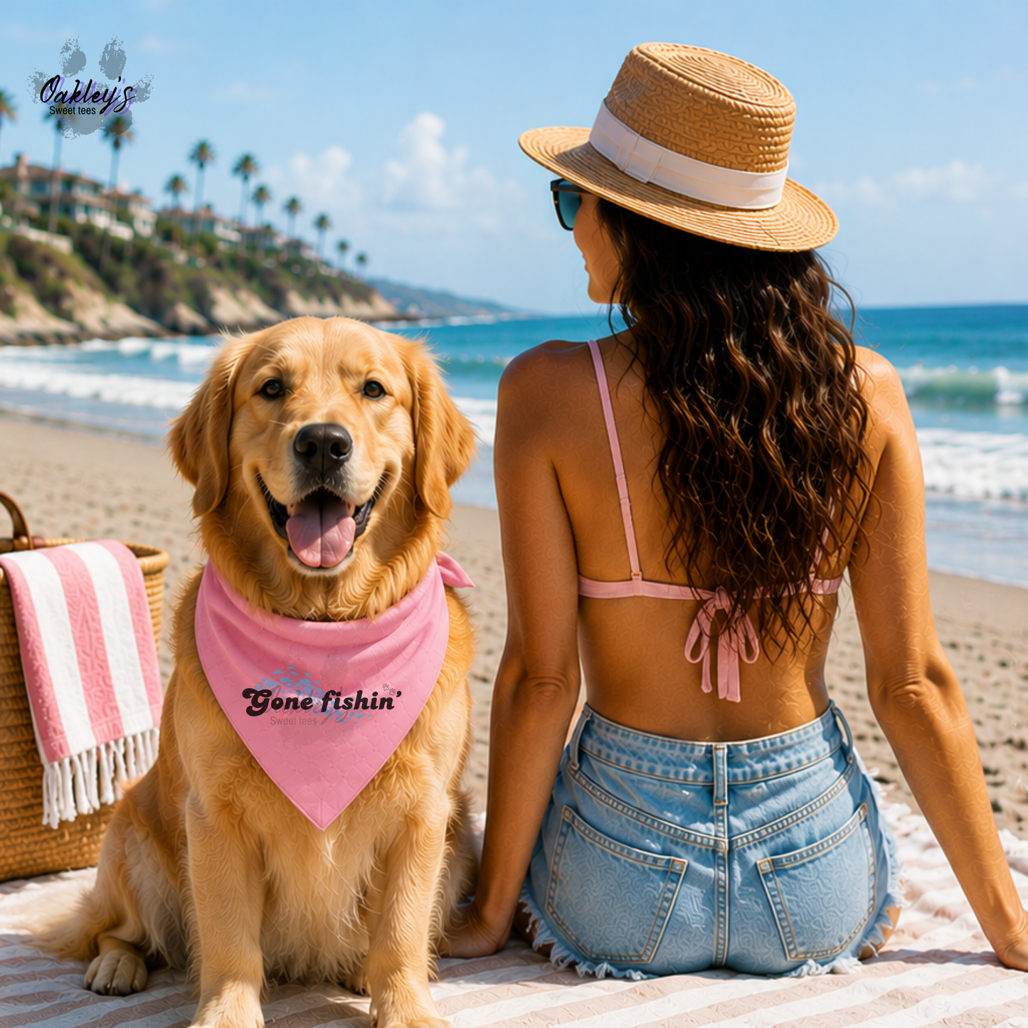 Gone fishin' (fishes) bandana | Summer pup collection