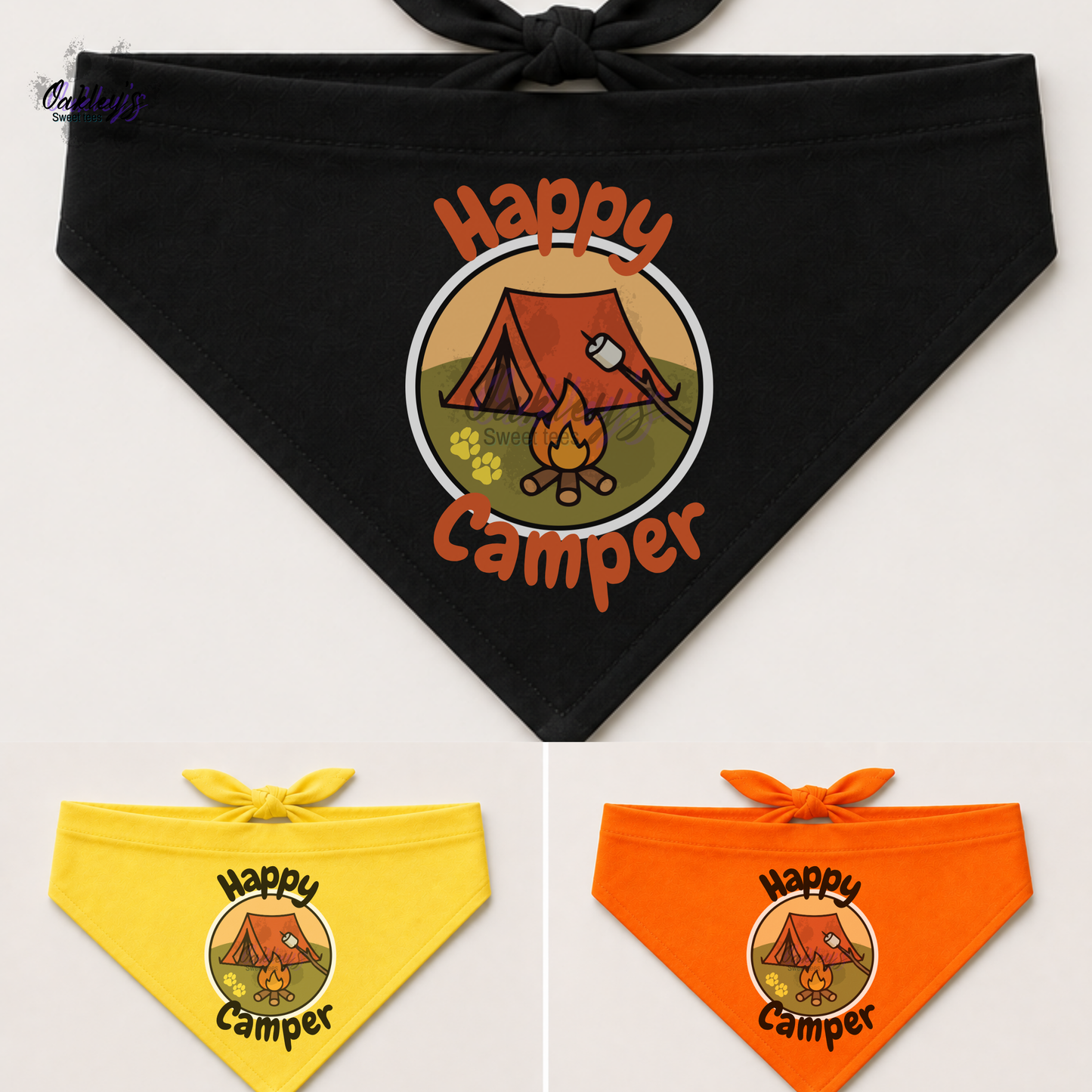 Happy Camper (retro) bandana | Summer pup collection