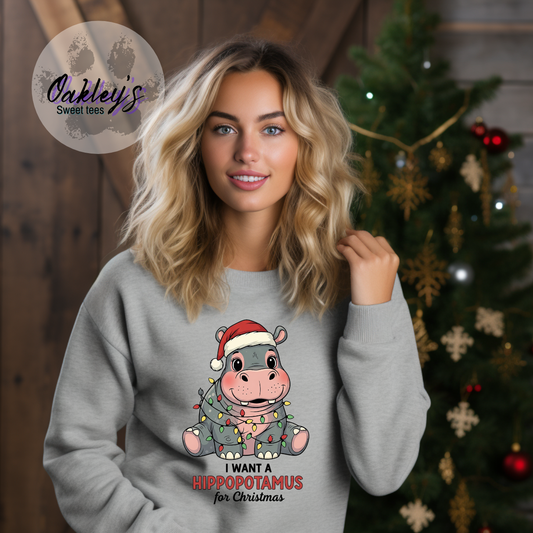 I want a Hippopotamus for Christmas | Crew neck
