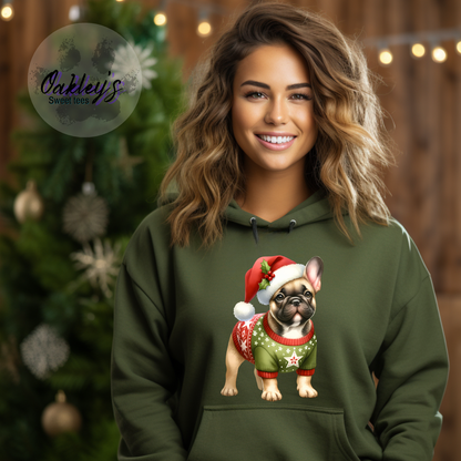 Fawn Frenchie in Christmas sweater | hoodie