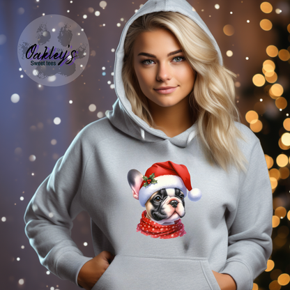 Tri Frenchie in Santa hat | hoodie