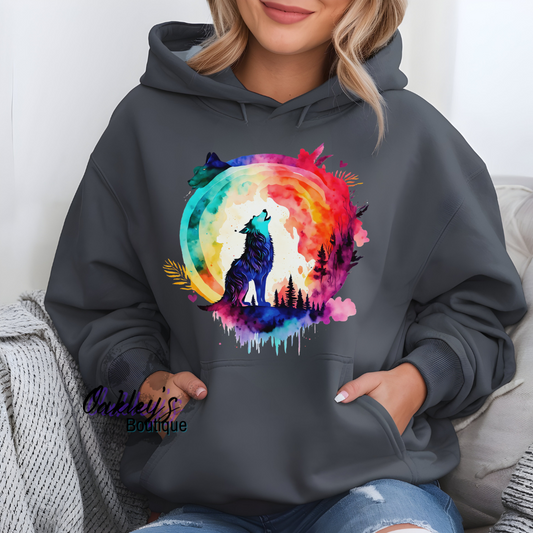 Howling water color Wolf | hoodie