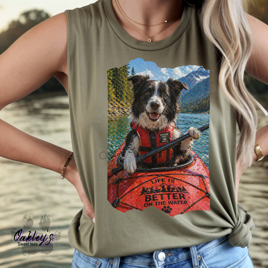 Kayaking Border Collie | Tank top