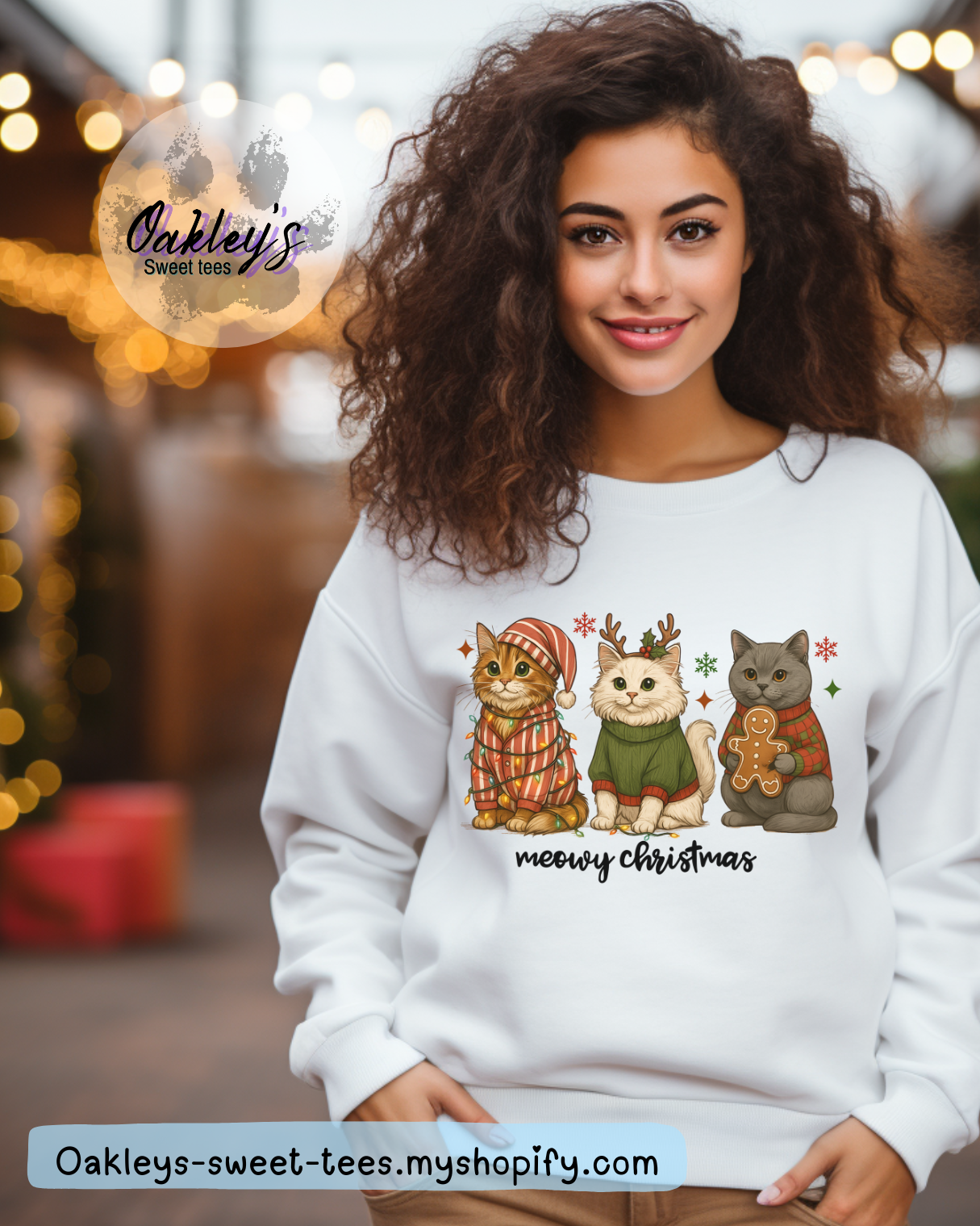 Meowy Christmas crew neck