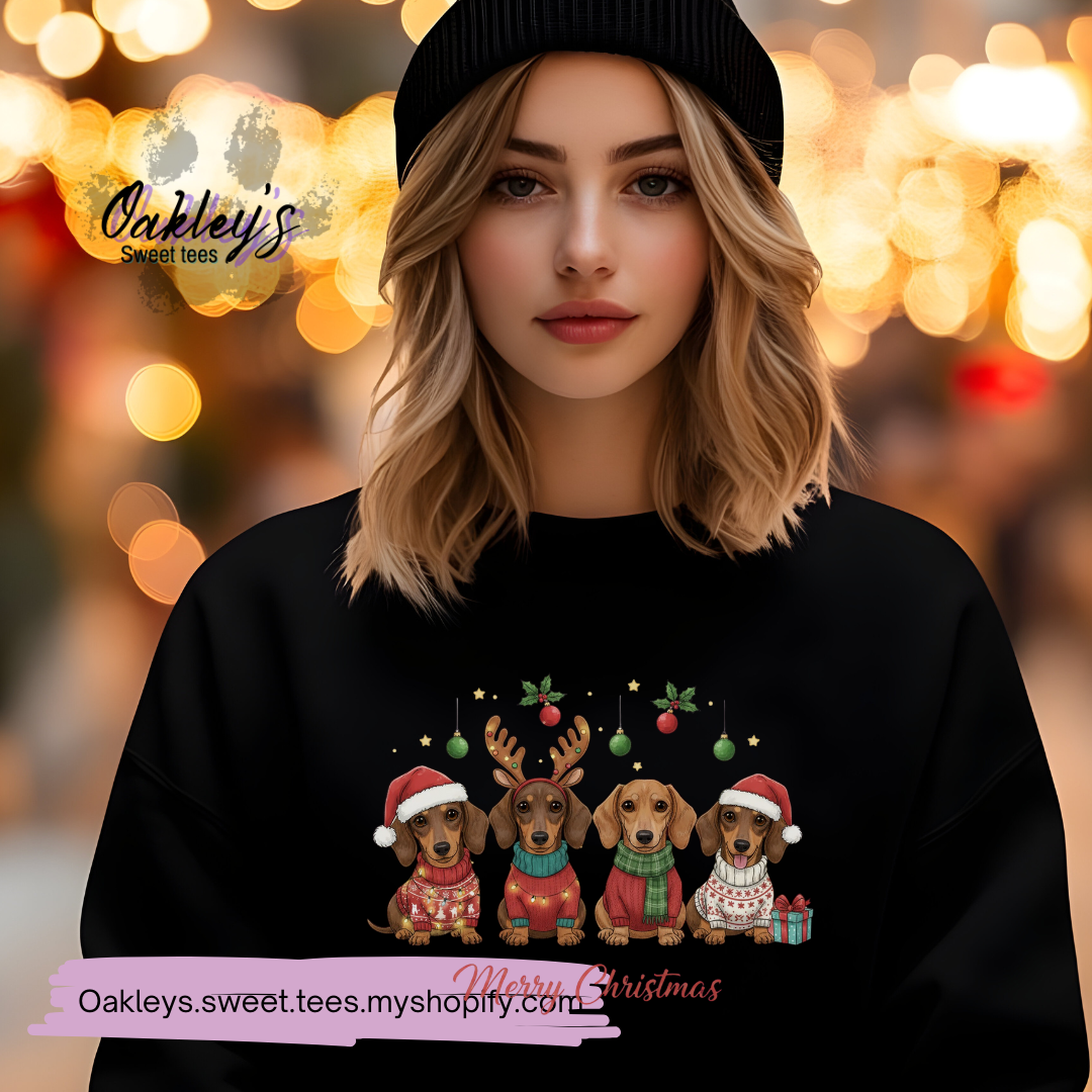 Merry Christmas Dachshunds | Crew neck