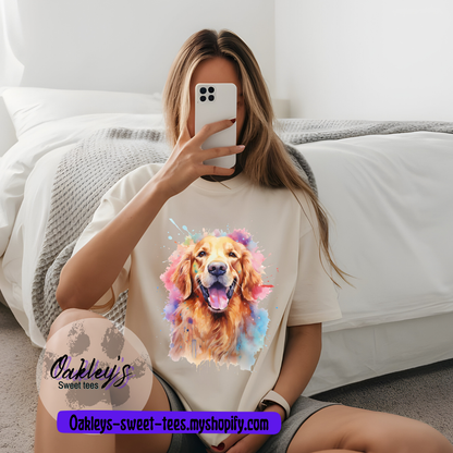 Pastel splatter Golden Retriever | Tee