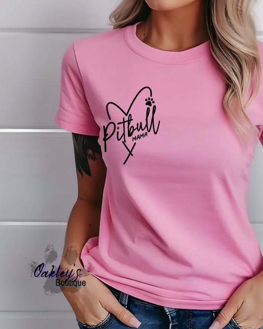 Pitbull Mama heart tee (Black design)
