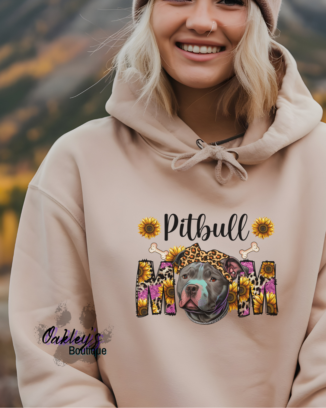 Pitbull Mom sunflower hoodie