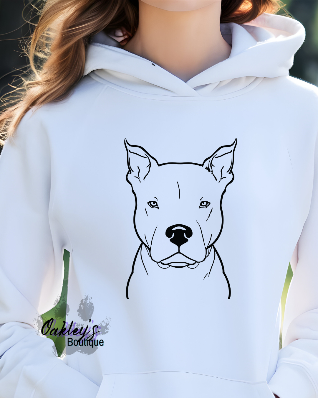Pitbull line drawing hoodie