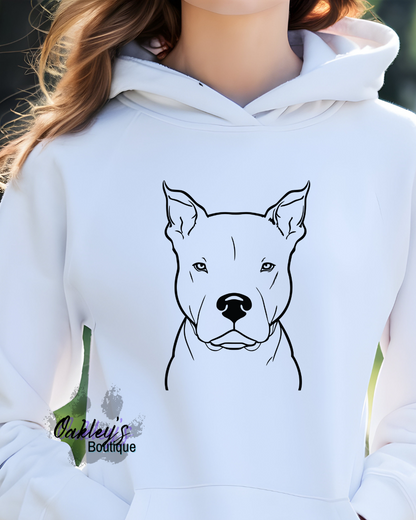 Pitbull line drawing hoodie