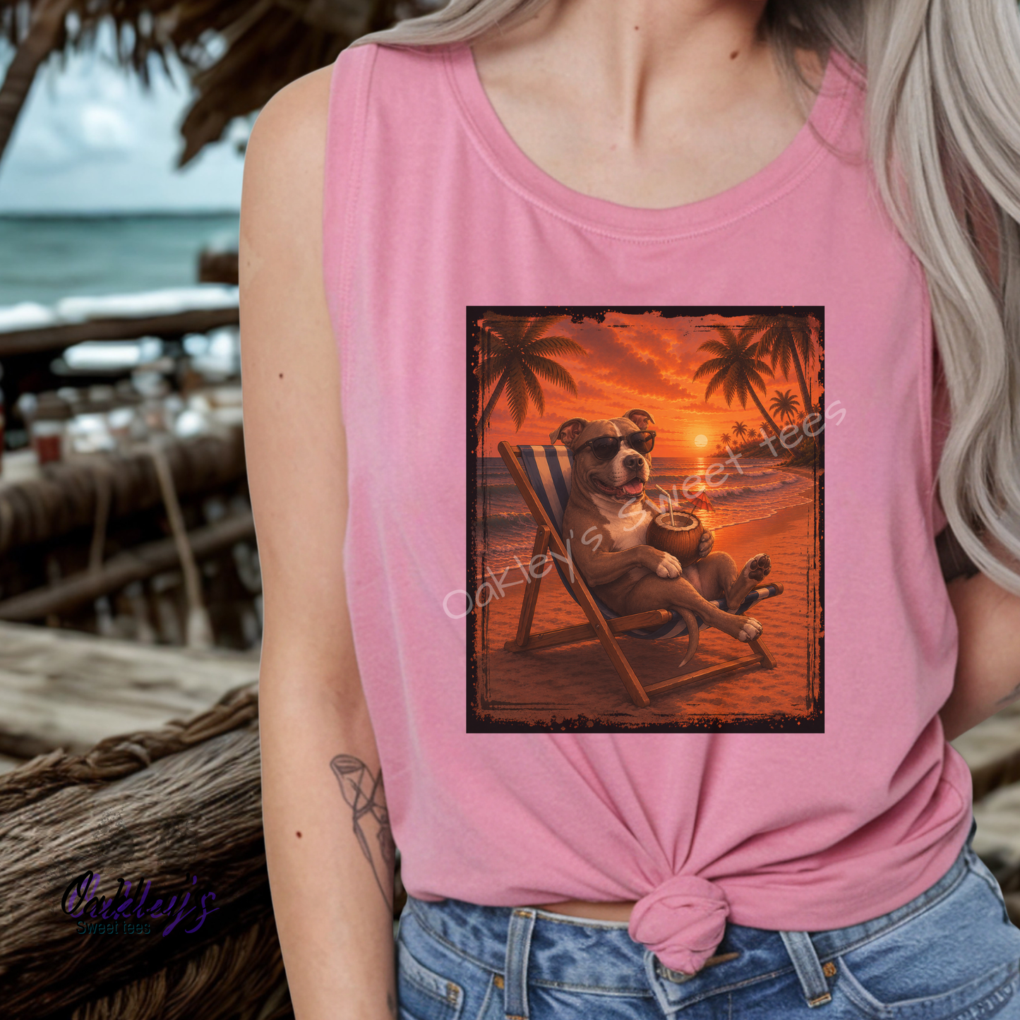 Pitbull - Sunset doggos  | Tank top