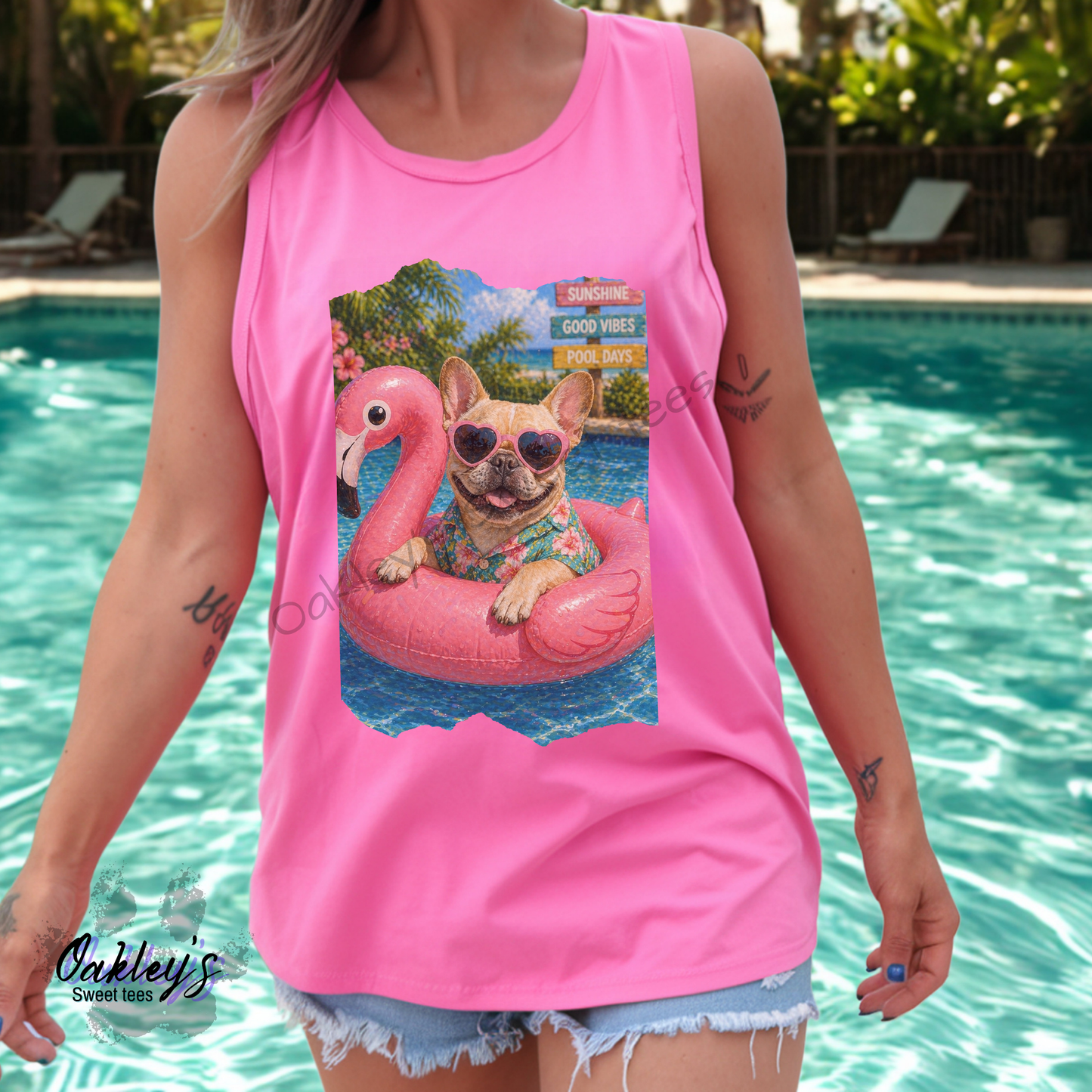 Pool chillin' Frenchie | Tank top