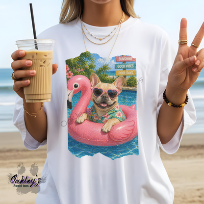 Pool chillin' Frenchie | Tee