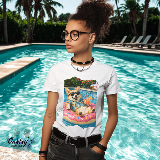 Pool floatin' Corgi | Tee