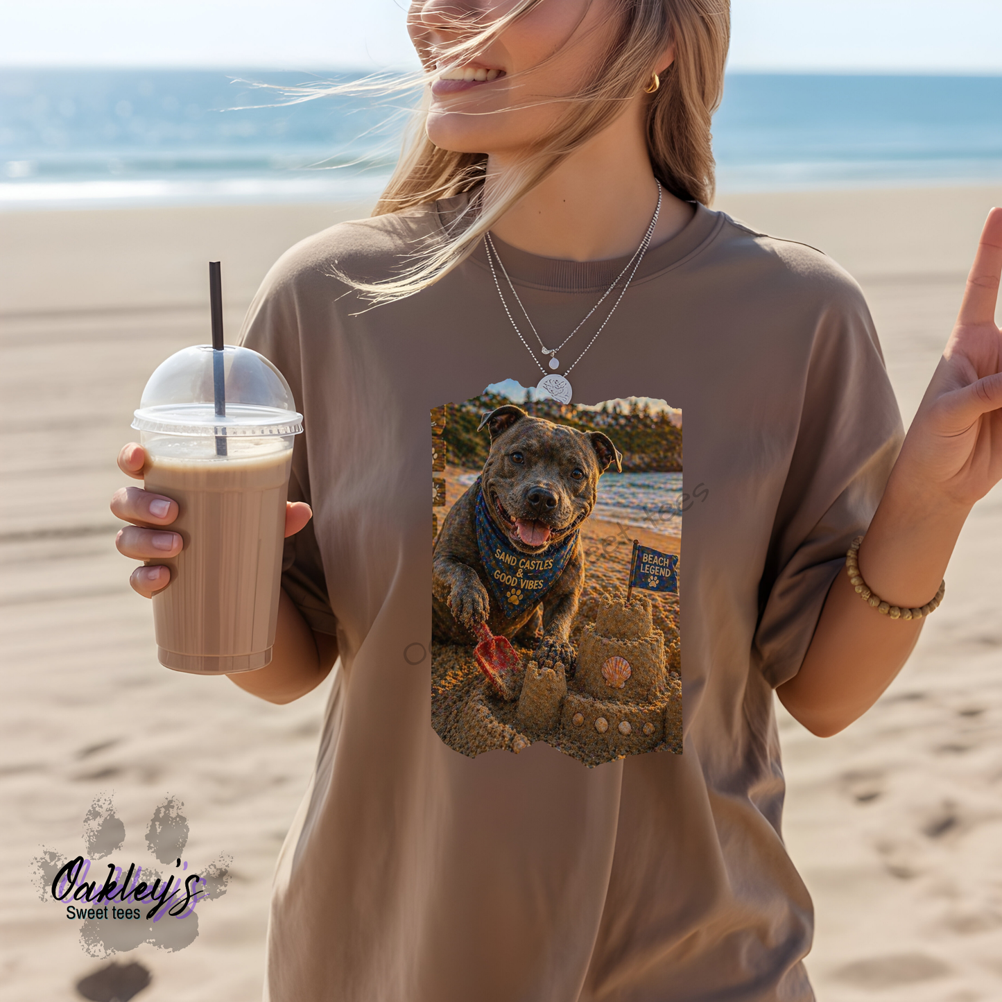 Sand castle Staffy | Tee