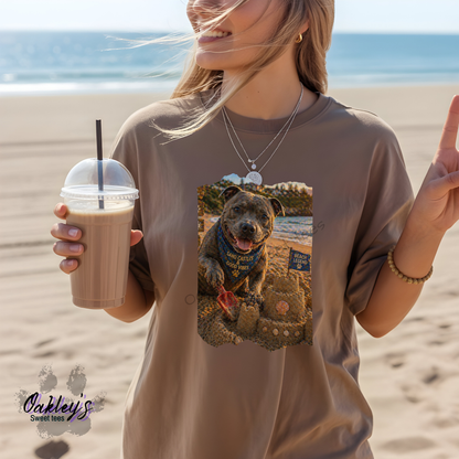 Sand castle Staffy | Tee