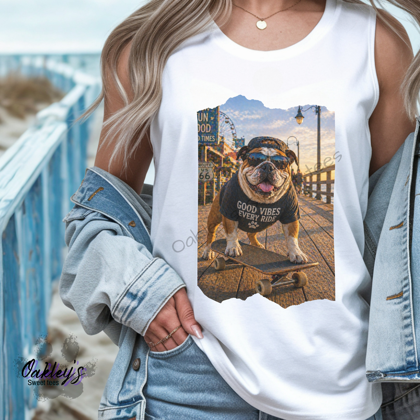 Skateboarding English bulldog | Tank top