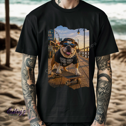 Skateboarding English bulldog  | Tee